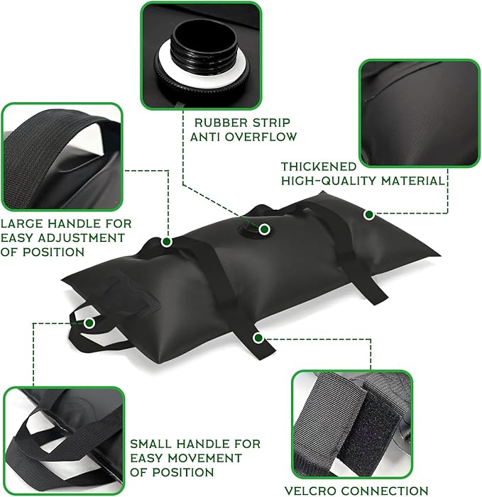Umbrella Base Water Weight Set of 2, Patio Fillable Water Bags for Weight, Heavy Duty Furniture Outdoor Weights to Hold Down Umbrella Stand Patio Garden Backyard Black (2-PCS)
