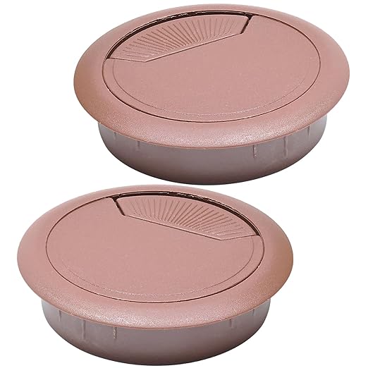 Desk Grommet 3-1/8" (80 mm), Desk Cord Hole Cover, Cable Grommet ABS Plastic, Desk Hole Grommet for Office and Home Table Cable, Detachable Adjustable Cable Cord Organizer (Reddish Brown 2 Pcs)