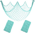 2 Pack Decoractive Fishing Net 80x40 Inch, 3mm Thickness Light Blue Natural Cotton Large Picture Wall Hanging Fish Net, Party Decorations Fishnet for Nautical Pirate Beach Mermaid Themed Party