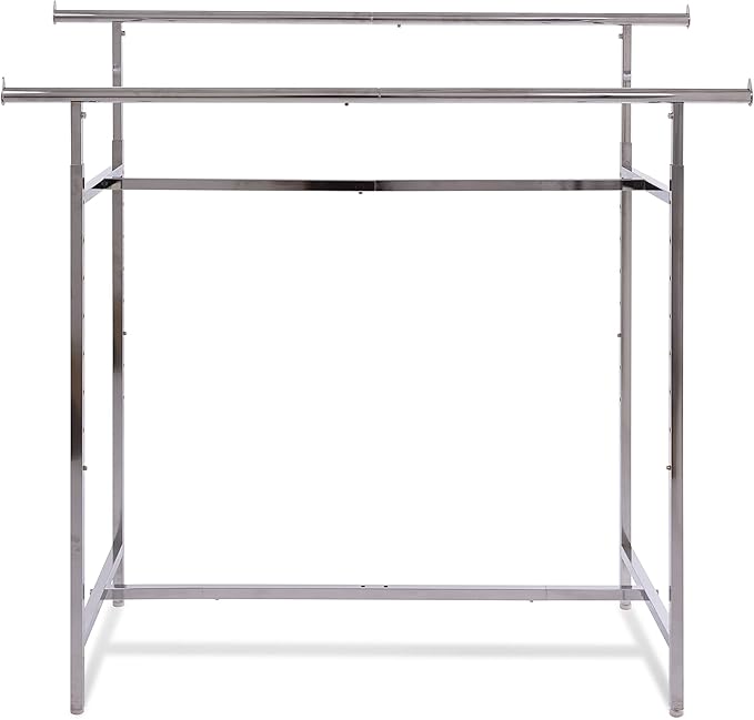 Econoco - Adjustable Double Bar Rectangular Hangrail Rack in Chrome