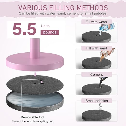kaiyomi 6Pcs Stanchions with Pink Velvet Ropes Set, 5 Feet Velvet Ropes and Posts Poles for Red Carpet Party Decoration and 360° Photo Booth (Pink)