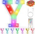 mooncow Rechargeable Light Up Letters,Colorful Marquee Letters with Remote,Gift Wrap Gifts,Bedroom Home Bar Party Decor (Y)
