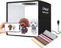 PULUZ 9.8"/25cm Foldable Portable Photo Studio Light Box, Adjustable Brightness Light Box Photography Lighting Shooting Tent Kit, with LED Lights and 12 Colors Backdrop