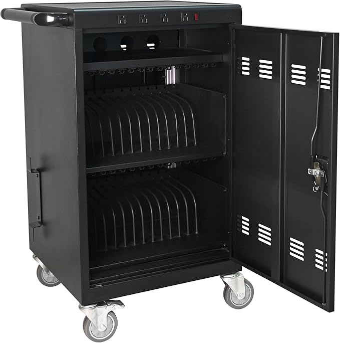 Laptop Charging Cart,35 Devices Tablet Storage Carts for pad Up to 16.3" Screen Size, Classroom Computer Mobile Charging Station for Pads, Chromebooks,Laptops, Security Storage(31+4 Bay-Black)