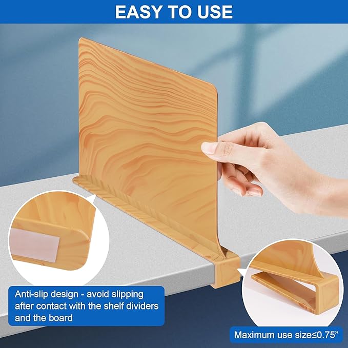 Shelf Dividers for Closet Organization 8 Pack Closet Shelf Divider Closet Dividers for Shelves Shelf Organizer for Closet Shelf Organizer for Wood Closet -Natural