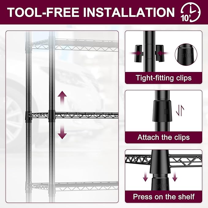 5 Tier Wire Shelving with Wheels Casters, 750 lbs Heavy Duty Storage Shelves Metal Shelving, Rolling Adjustable Shelving Unit Wire Rack for Kitchen, Garage, Pantry 14" D x 30" W x 60" H