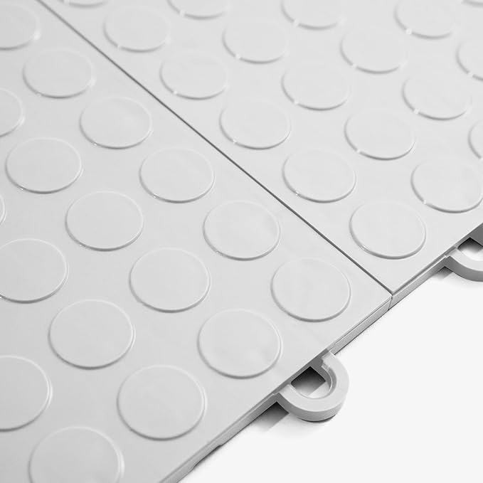 IncStores FlooringInc's Nitro 12"x12" Snap-Together Garage Flooring Tiles, Non-Slip Interlocking Plastic Floor Mat, Garage Organization & Storage, Coin Pattern, Arctic White, 52 Tiles, 52 Sq/Ft