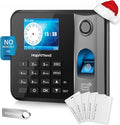 Time Clock - Fingerprint Time Clocks for Employees Small Business Automatic Calculate Hours, H1 Standalone Offline Biometric Clock in Machine for Employees with 5 RFID Cards (0 Monthly Fees)