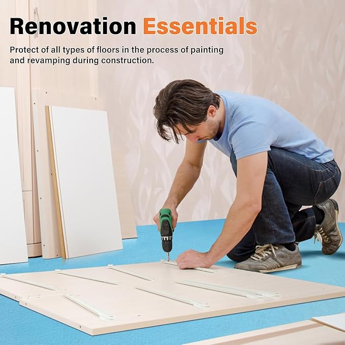 Temporary Floor Protection for Construction, Painting, Renovation, Protector Film for Hardwood Floors, Surface Carpet Protection Film, Tile&Hard Protection Covers 325 sqft