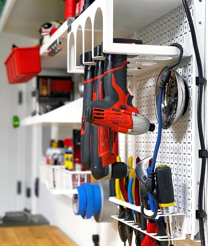 OmniWall Modular Metal Pegboard System, 16x48 inches, Steel Construction, Wall-Mounted Tool Storage (Blue, Vertical)