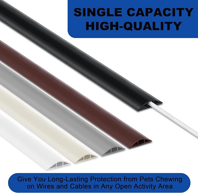 4ft Cord Hider Floor, LZEOY Heavy Duty Cord Covers for Wires on Floor, Brown Floor Cable Management, Hide Cord Cover Floor, Electrical Cable Hider Cord Protector Floor, Cable Cavity: 0.78" W x 0.32" H