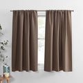 PONY DANCE Kitchen Curtains Short - Thermal Insulated Window Treatments Blackout Curtain Panels with Rod Pocket Light Block Privacy Protect for Bathroom, Wide 52 by Long 45 inches, Mocha, 2 Pieces