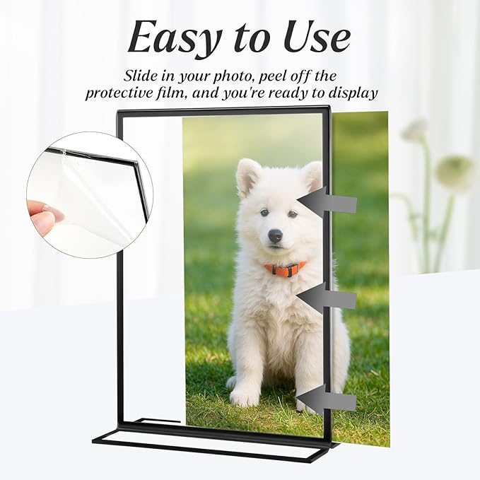 10 Pack Acrylic Sign Holders 4x6 Photo Frames, Double Sided Picture Frame, Clear Wedding Table Number Holder, Table Menu Display Holders for Restaurant Signs, Party and Office Photos, Black