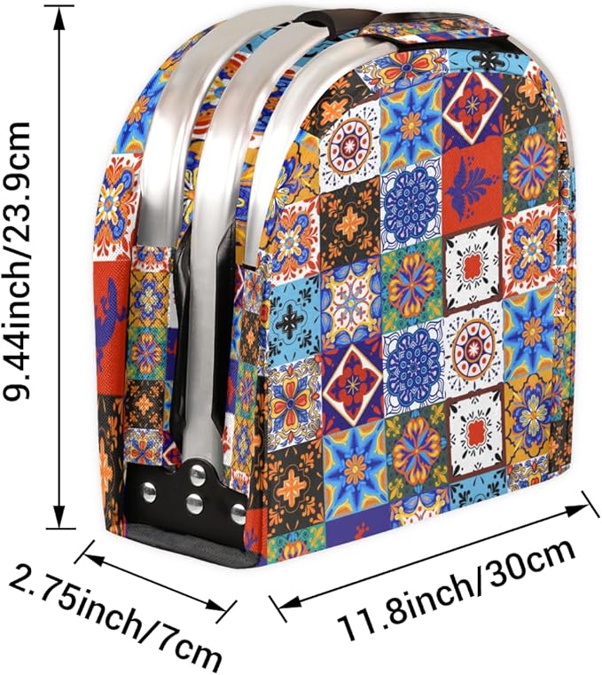 Boho Collapsible Market Basket, Mexican Talavera Tile Leakproof Folding Collapsible Portable Picnic Basket Strong Aluminum Frame for Travel, Shopping, Camping & Lake Trips