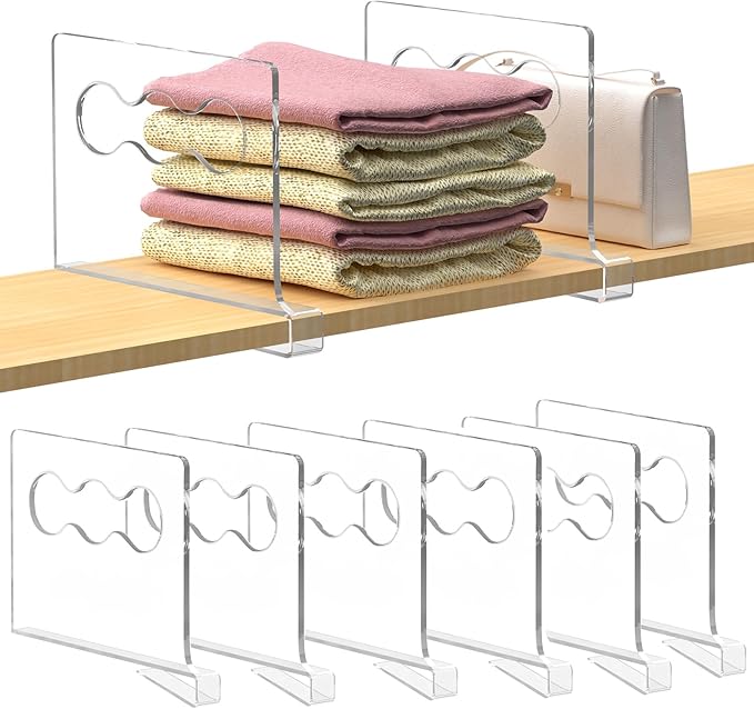 Clear Shelf Dividers, Closet Verticalshelf Dividers for Closet Organization Handbags and Clothes Sweaters, Purse Organizer Divider, for Bedroom