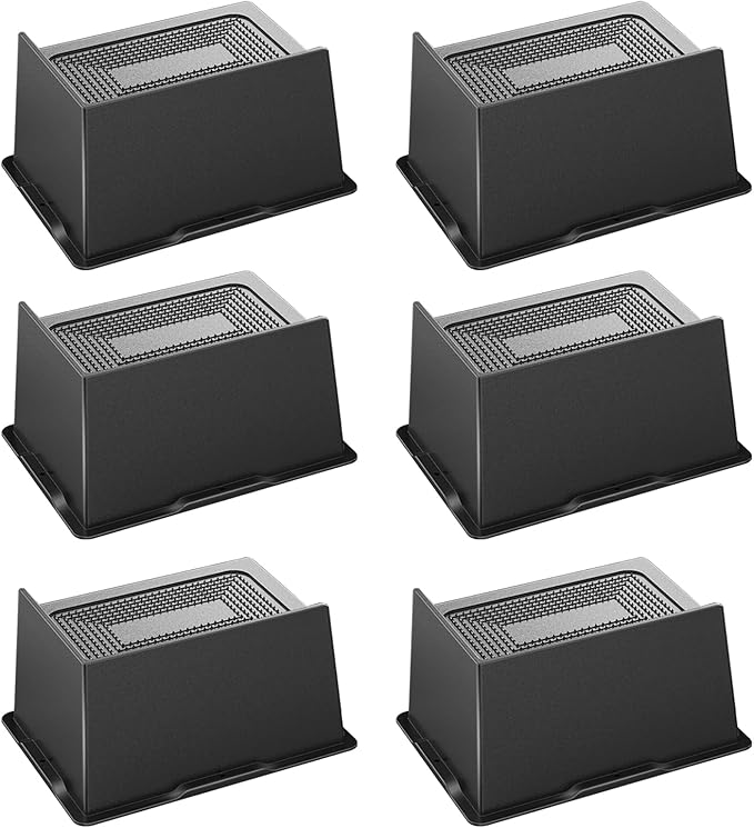 Bed Risers 4 Inch Heavy Duty, Oversized Furnitures Risers 4 inch Support 6000 lbs, Bed Table Rising Blocks, Fits for Couch, Sofa, Chair, Furniture Lifts 6 Pack（Black 4'' 6 Pack）