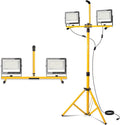 Work Lights with Stand 21000 Lumen, 2 Adjustable Heads Work Lights on Stand, with Adjustable and Foldable Tripod Light Stand for Outdoor Indoor Workshop Garage Construction Site Lighting