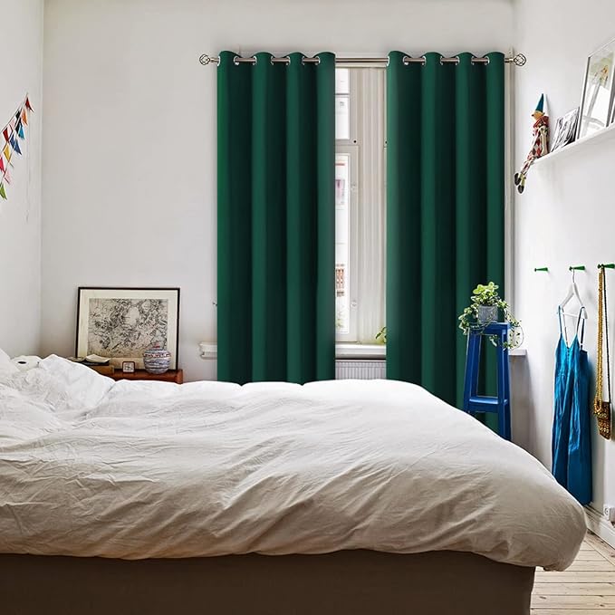 BGment Blackout Curtains - Grommet Thermal Insulated Room Darkening Bedroom and Living Room Curtains, Set of 2 Panels (52 x 120 Inch, Emerald Green)