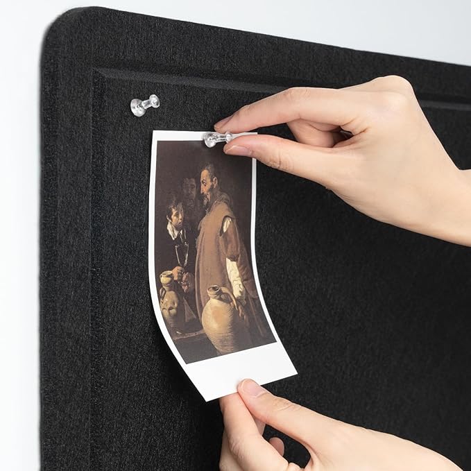 Bulletin Board, 36 x 24 inches Felt Board - Decorative Pin Board, Cork Board Alternative for Wall, 3' x 2' Foldable Self-Adhesive Vision Board Prayer Board with 20 Pushpins - Black