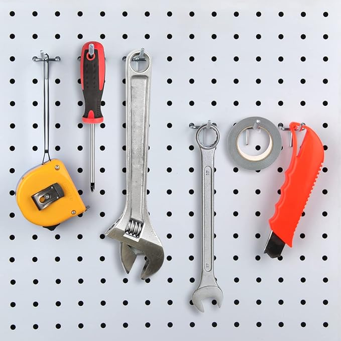 Pegboard Hooks, 2-Inch, 50 Pack Sturdy Hooks with 150 Peg Locks/Caps for 1/4 inch and 1/8 inch Peg Board, Metal Hanger for Garage, Craft Room and Store, Won’t Fall Out