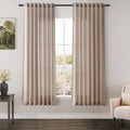 Nanspring Oatmeal Linen Curtains 63 Inches Length 2 Panels Set for Living Room Back Tab Pocket Light Filtering Semi Sheer Drapes Modern Farmhouse Boho Cotton Linen Textured Window Curtain 52X63