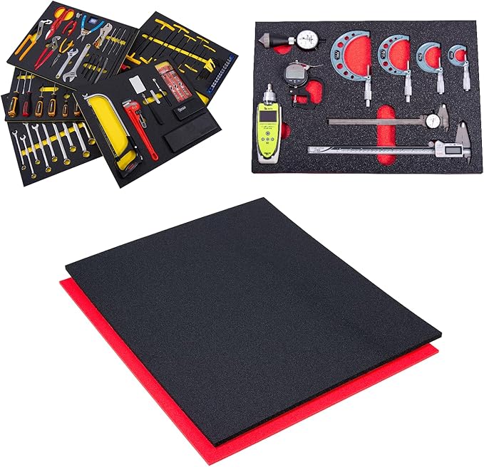 5S TOOL BOX SHADOW FOAM ORGANIZERS (2 COLOR) CUSTOM SIZE (26.25" x 39.75", Black Top/Red Bottom)