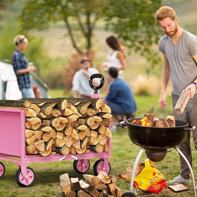 YACONA 3 in 1 Wagons Carts Foldable, 360LBS Lightweight Wagon with All Terrain Wheels, Collapsible Wagon Cart for Grocery, Camping, Beach, Garden & Sports