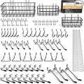INCLY 1/4“ Extra Thick Pegboard Accessories Kit, 100PCS Heavy Duty Metal Peg Board Hook Assortment with 3 Sizes Basket S/M/L Fit 1/4 Inch Pegboard for Garage Wall Organizer Hanging Tools