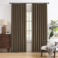 DUALIFE Chocolate Brown Pinch Pleated Blackout Curtains 95 Inches Long, Back Tab with Hooks, Linen Full Black Out Thermal Insulated Track Curtain for Bedroom Living Room,50" Wx95 L, 2 Panels