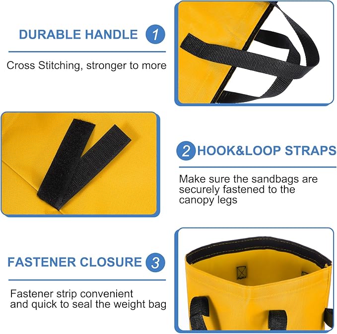 PATIKIL Canopy Weight Sand Bags, 4 Pack 112 Lbs Total Extra Large Weights Bags Waterproof Tent Leg Weights Sandbags for Outdoor Canopy Tent Sun Shelter Patio Ladder Yellow (18x9")