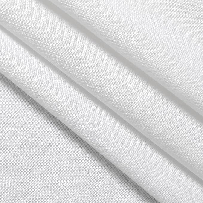 Nanspring Short Curtains for Kitchen Windows Over Sink White Linen Blend Semi Sheer Curtains Back Tab and Rod Pocket Modern Farmhouse Small Window Curtain for Cafe Bathroom 29 x 36,2 Panels