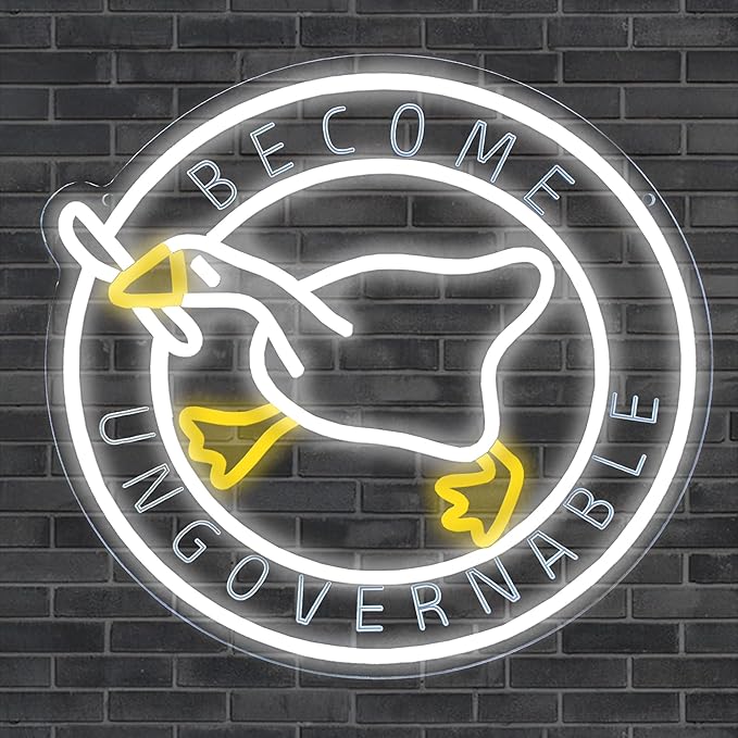 Murder Duck with Knife Neon Sign Untitled Goose Neon Light for Room Decor, Become Ungovernable LED Duck Signs for Wall Decor Game Room Man Cave Birthday Funny Neon Light Sign Gifts 13.4x12.6 In