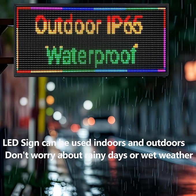 Custom Programmable LED Signs Outdoor for Business Store, WIFI Control Scrolling LED Sign Electronic Message Board Display Screen, Waterproof IP65 RGB Full Color P10 40’’x 14’’
