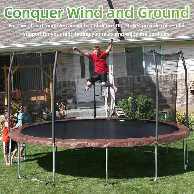 Rebar U Stakes 12 Inch - 20 Pack Black Galvanized Steel Heavy Duty Ground Anchors for Trampoline,Tent,Tarp,Soccer Goal,Garden Stake & Yard Art