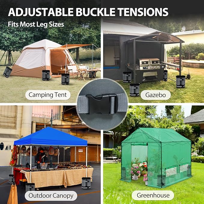 COOS BAY Canopy Weights Set of 6, 270 lbs, Sand Bags for Weight, Sandbag Weights for Canopy Tent Legs, 600D Heavy Duty Gazebo Weights, Sand NOT Included, Gray