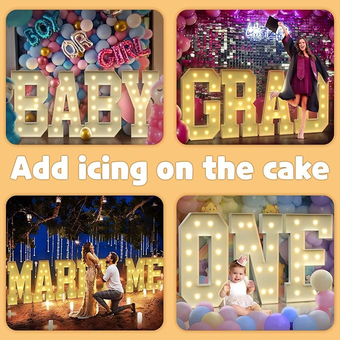 imprsv 4FT Marquee Letter O, Modern Light-Up Foam Board Letters for All Ages, All Seasons Party Decor