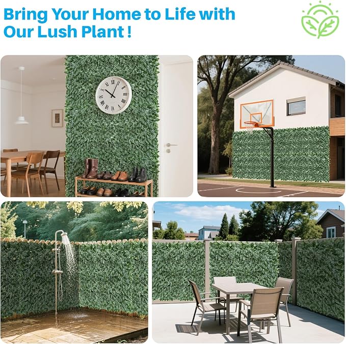 Patio Paradise 4'x8'-6Pc Faux Ivy Fence Privacy Screen Artificial Greenery Wall Backdrop,Fake Grass Wall Panels for Outside Apartment Balcony,Vine Leaf Decor for Outdoor Patio Chain Link