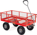 Gorilla Carts Steel Utility Cart, 4 Cu Ft Bed, 800 lb Load Capacity, Red – Heavy-Duty Outdoor Hauling Wagon with Removable Side Panels for Yard, Lawn, Garden or Landscaping