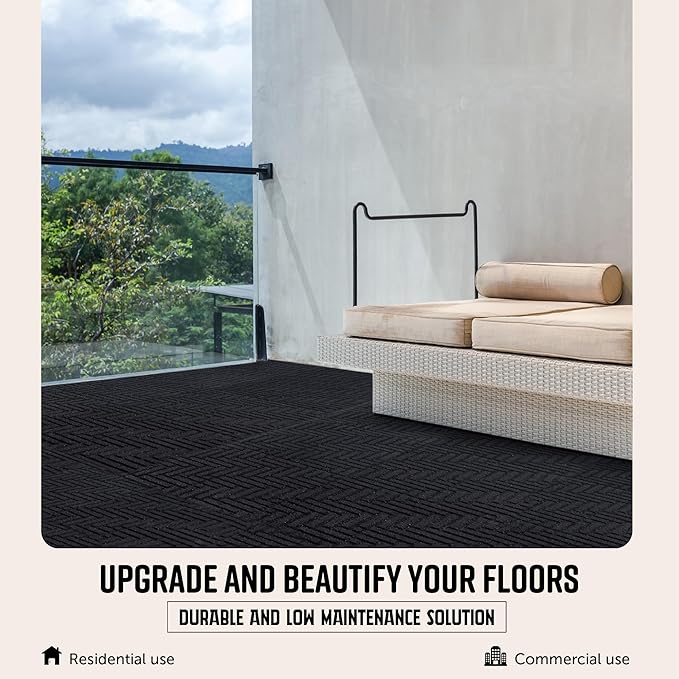 Playsafer Herringbone Rubber Interlocking Tiles | 16 X 16 | Easy Install for Indoor and Outdoor Use (Dark Gray, 20 Tiles)