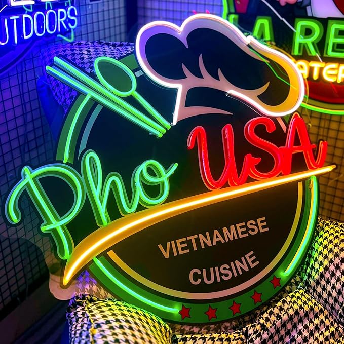 Custom Neon Sign Logo, Personalized LED Shop Name Logo Sign for Business Wall, Illuminated Neon Lights Customizable Upload Picture UV Printed for Bar Nail Office Room Home Decor, Size 10-60in Large