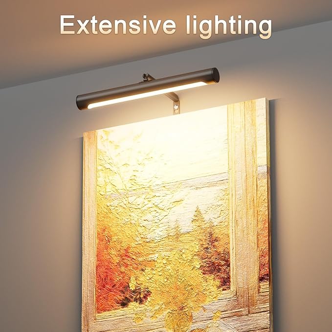 4W Picture Light Plug in, 12" Adjustable LED Art Light with Remote Control, Dimmable Wall Light for Picture Display Dartboard Art Work (Black)