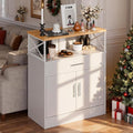 SUNLEI Farmhouse Buffet Sideboard with 2 Doors and 1 Drawer, Open Storage & Adjustable Shelf, Coffee Bar Cabinet for Kitchen/Laundry/Living Room, White