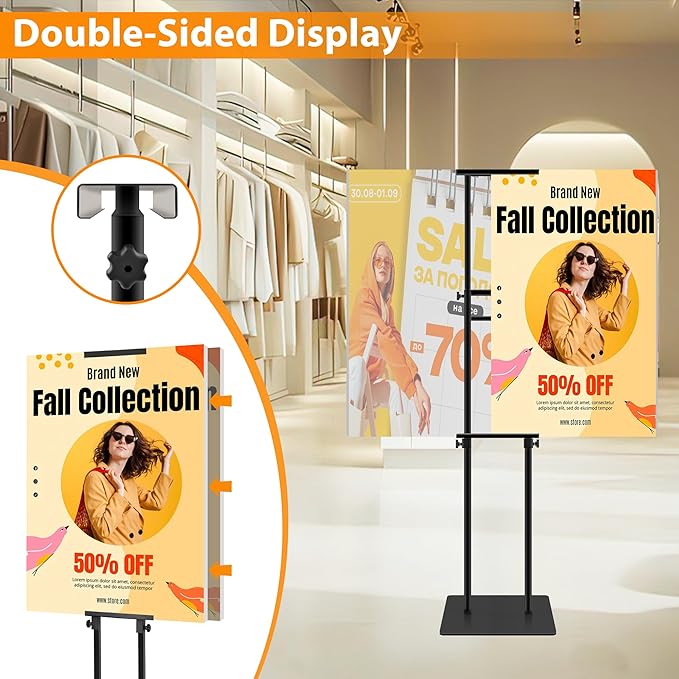 Poster Stand Heavy Duty - Adjustable Poster Board Stand Double-Sided Poster Stands for Display Foam Board Sign Stand Holder, Pedestal Sign Holder Floor Stand Height Up to 80 Inch, 2 Pack