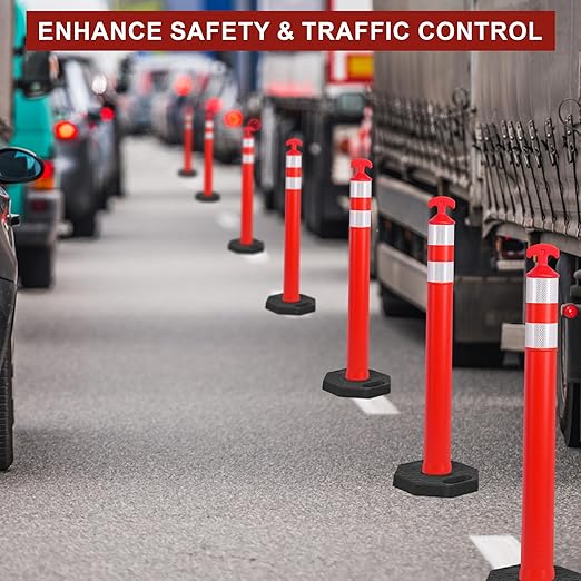 OrangeStar 3-Pack 42" Traffic Cones with Heavy Duty Base & Reflective Collars, Safety Delineators for Road Construction, Parking Lot, Traffic Control