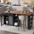 LYNCOHOME Rolling Kitchen Island with 360° Rotating Tabletop, Mobile Lockable Wheels & Adjustable Shelves, Multifunctional Storage Cart for Kitchen & Dining（Black）
