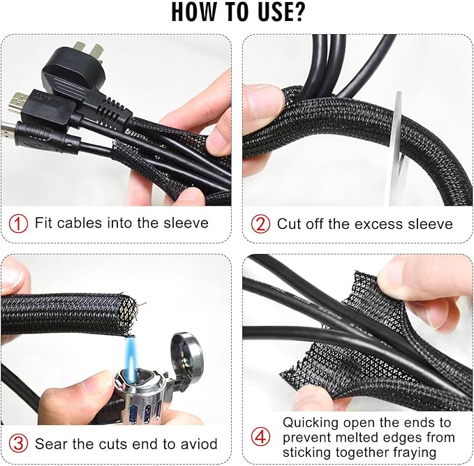 25ft -3/8 inch Cord Protector Cable Sleeve Split Wire Loom Tubing for Power Cord Audio USB Cable, Cord Sleeve Cable Management for TV Computer, Cord Protectors from Pets Chewing,Black