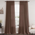 Mocha Mousse Linen Boho Curtains 90 Inch Length 2 Panel Set Back Tab Rod Pocket Semi Sheer Light Filtering Neutral Farmhouse Decor for Living Room and Bedroom 52x90