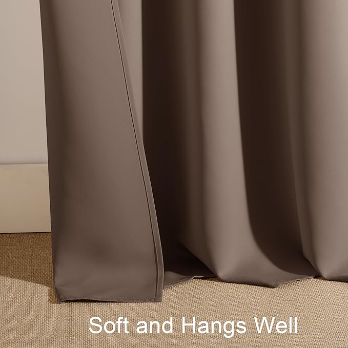 PONY DANCE Blackout Curtains 80 inches Long 2 Panels Set for Bedroom, Thermal Insulating Privacy Curtains & Drapes for Doorway Temporary Door Alternative Accordion Door, W 42 x L 80, Mocha