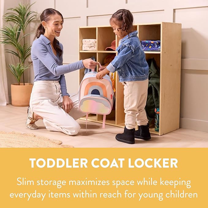 Sleekline 4-Section Toddler-Sized Coat Locker, Kids Furniture, Natural