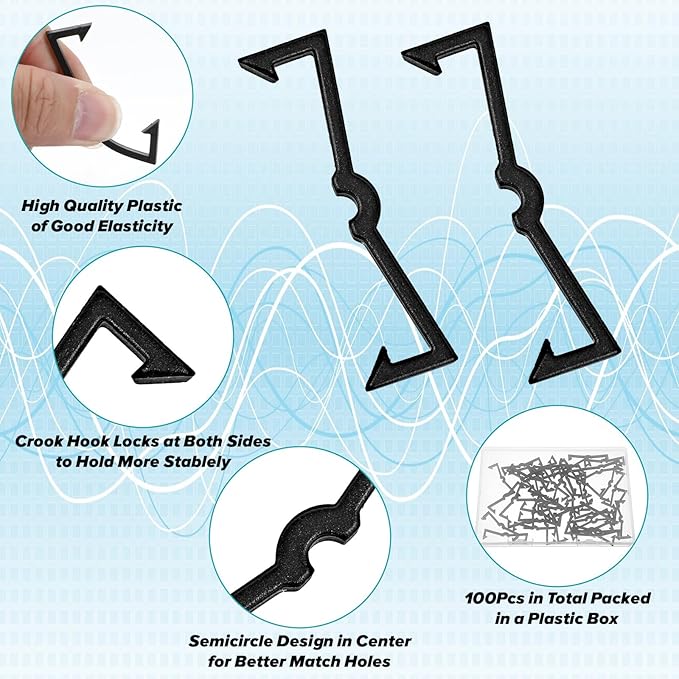 Pegboard Clips, 50PCS Pegboard Hook Locks, Hook Keeper, Peg Board Clips, Locking Pegboards Hooks, Peg Board Holders for 1/4" & 1/8" Pegboards